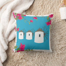 Grekland Bougainvillea Grekiska öarna Windmills Kudde