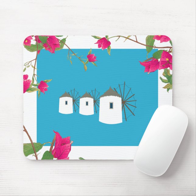 Grekland Bougainvillea Grekiska öarna Windmills Musmatta (Med mus)