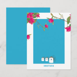 Grekland Bougainvillea Grekiska öarna Windmills Na Anteckningskort