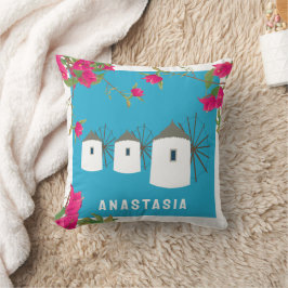 Grekland Bougainvillea Grekiska öarna Windmills Na Kudde