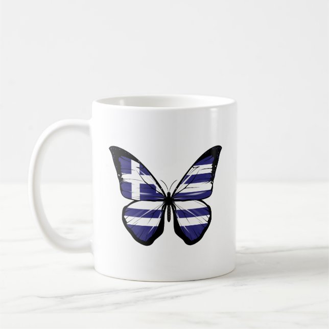 Grekland Butterfly Flagga Kaffemugg (Vänster)