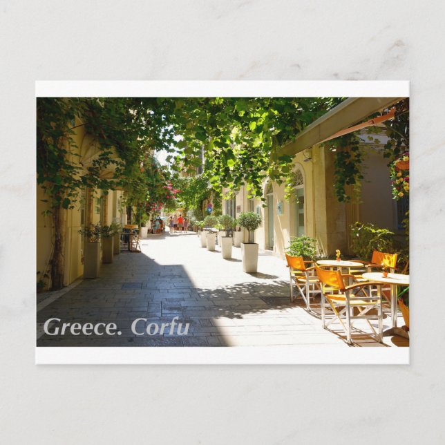 Grekland Corfu Street, vykort (Framsida)