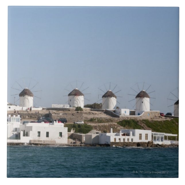 Grekland Cyclades öar, Mykonos, Mykonos Town, Kakelplatta (Framsidan)