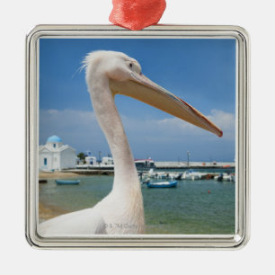 Grekland, Cyklaöarna, Mykonos, Pelican på Julgransprydnad Metall