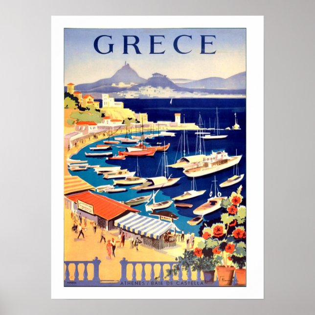 Grekland, fiskebåtar på en liten marina poster (Framsidan)