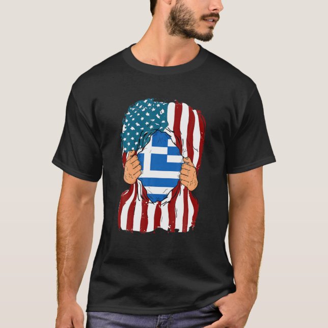 Grekland Flagga Blood Inside Me Home Pride Grekisk T Shirt (Framsida)