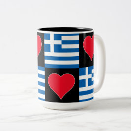 Grekland Flagga Heart Mönster Patriotic Grekiska P Två-Tonad Mugg