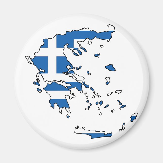Grekland Flagga Karta GR Magnet (Framsidan)