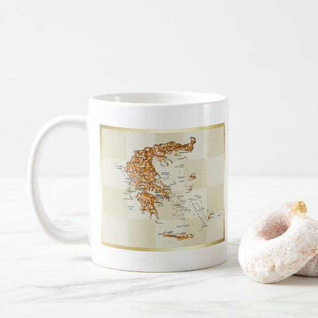 Grekland flagga + Kartamugg Kaffemugg (Med munk)