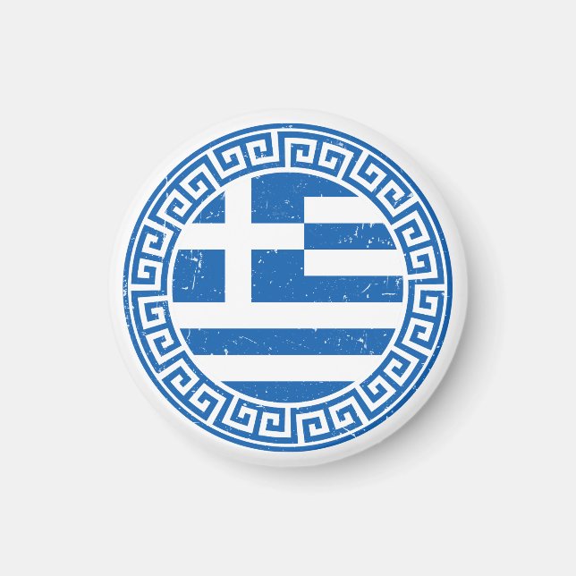 Grekland Flagga med grekiska Mönster-designmagnete Magnet (Framsidan)