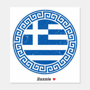 Grekland Flagga med grekiska Nyckel Mönster Distre Klistermärken