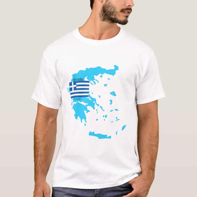 Grekland flagga och kartaskjorta t-shirt (Framsida)