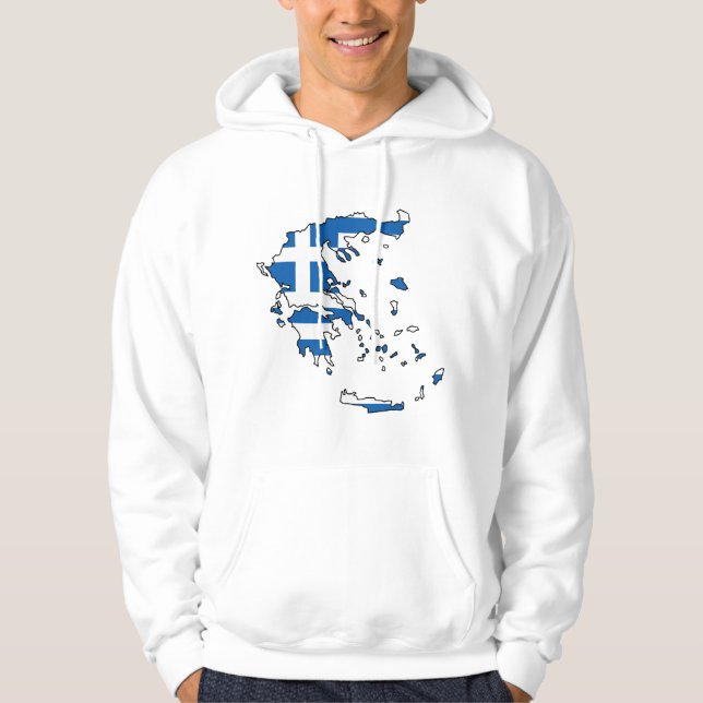 Grekland flaggakarta GR Hoodie (Framsida)