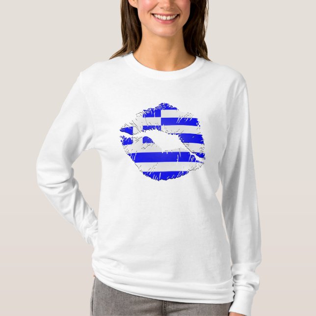 Grekland flaggaläppar t-shirt (Framsida)