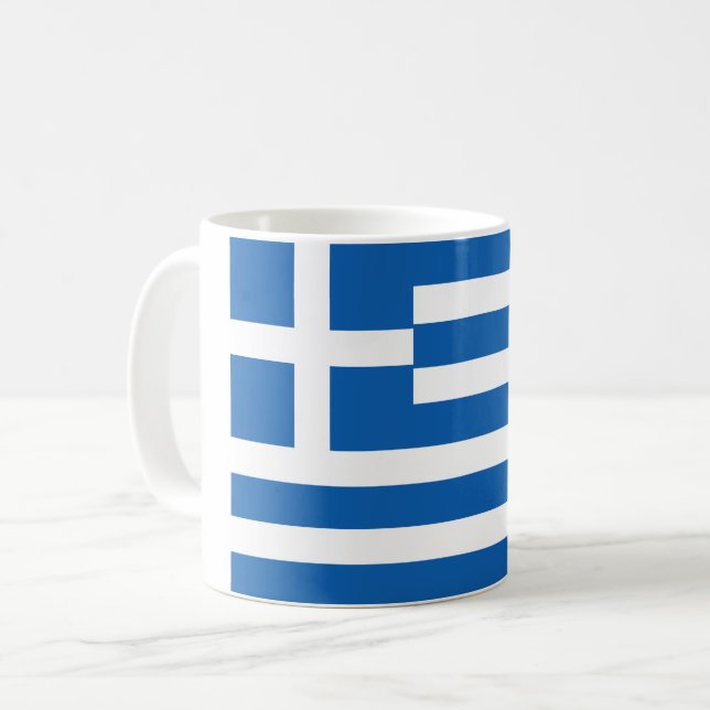 Grekland (grek) flagga kaffemugg (Framsida vänster)