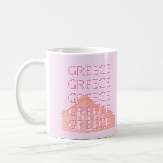 Grekland, grekisk resekonst, Pastel Travel Art, Ro Kaffemugg (Vänster)
