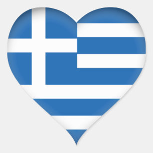 Grekland (grekiska) Flagga Hjärtformat Klistermärke