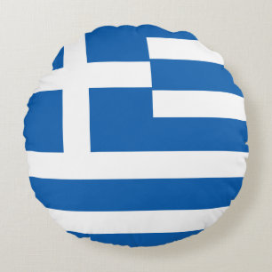 Grekland (grekiska) Flagga Rund Kudde