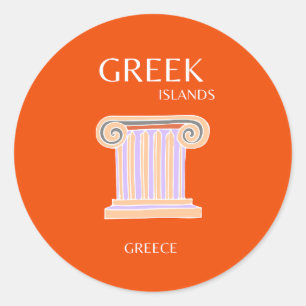 Grekland, grekiska öarna, Travel Preppy, Orange Runt Klistermärke