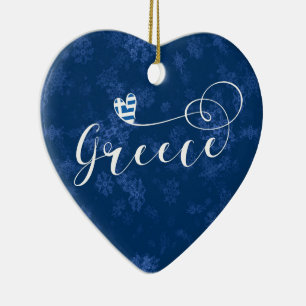 Grekland Heart, Julgran Ornament, grekiska Julgransprydnad Keramik