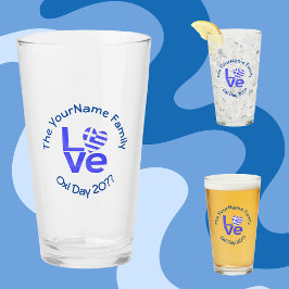 Grekland Hjärtflagga Blå KÄRLEK Personlig  Glaskopp