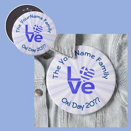 Grekland Hjärtflagga Blå KÄRLEK Personlig Knapp