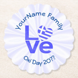 Grekland Hjärtflagga Blå KÄRLEK Personlig Underlägg Papper