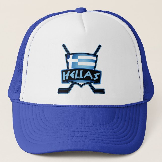 Grekland Ice Hockey Logotyp Mesh Hat Truckerkeps (Framsida)