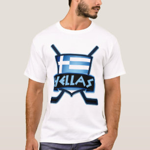 Grekland ishockeyT-tröja + Namn & numrerar trycke T Shirt
