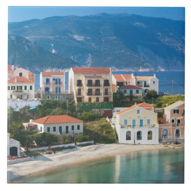 GREKLAND, Joniska öarna, KEFALONIA, Assos: 2 Kakelplatta (Framsidan)