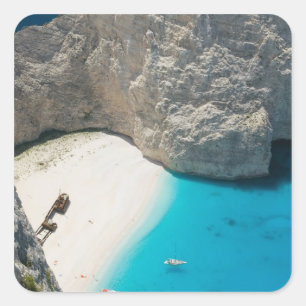 Grekland, Joniska öarna, ZAKYNTHOS, SKEPPSBROTT Fyrkantigt Klistermärke