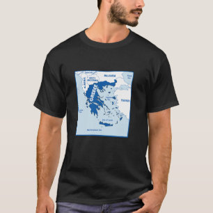 Grekland Karta i flagga i färg. Omgivande land & T Shirt
