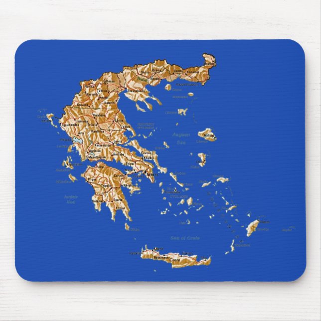 Grekland karta Mousepad Musmatta (Framsidan)