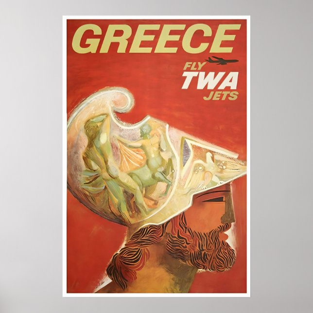 Grekland Konst Grekisk Resa Affisch TWA David Klei (Framsidan)