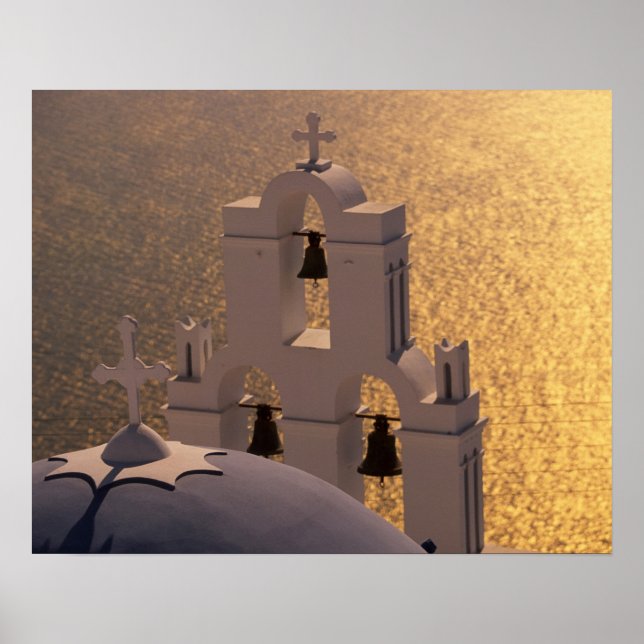 Grekland, Kykladerna, Santorini, Thira, Poster (Framsidan)