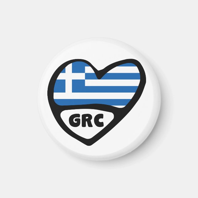 Grekland Land Code Flagga Heart, GRC Magnet (Framsidan)