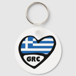 Grekland Land Code Flagga Heart Nyckelring, GRC Nyckelring