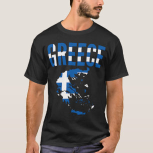 Grekland Land Karta Flagga T Shirt