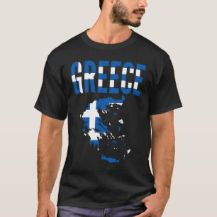 Grekland Land Karta Flagga T Shirt
