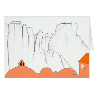 Grekland landskap. Meteora Monastary från Hälsningskort