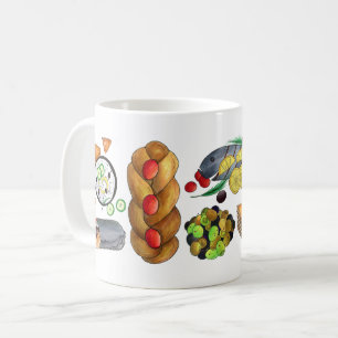 Grekland Mediterranean Mat Skriv ut grekiska Cuisi Kaffemugg