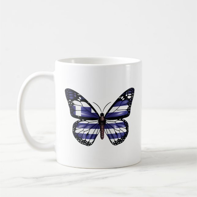 Grekland, Monarch Butterfly Flagga Kaffemugg (Vänster)