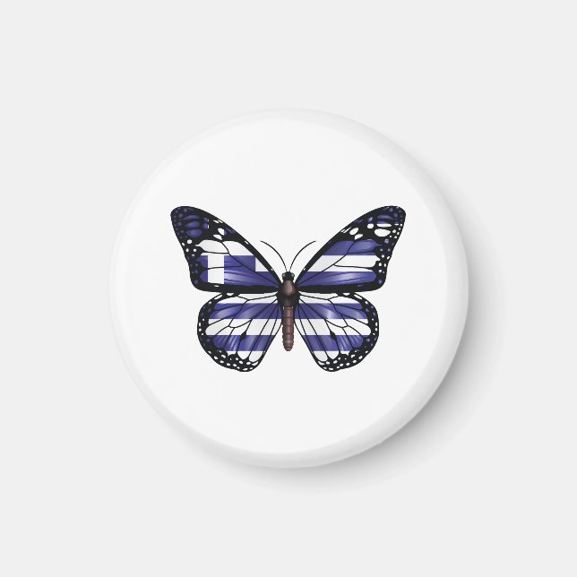 Grekland, Monarch Butterfly Flagga Magnet (Framsidan)