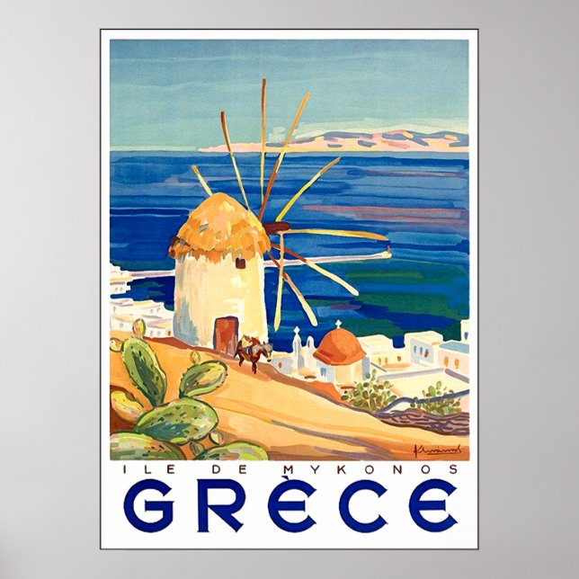 Grekland, Mykonos isle, kvarn vid havet Poster (Framsidan)