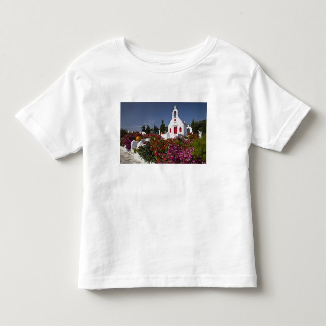 Grekland, Mykonos, Söt litet kapell på Tee Shirt (Framsida)