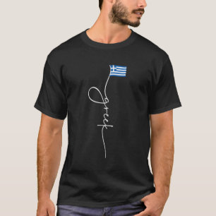 Grekland Namnteckning grekiska Flagga T Shirt