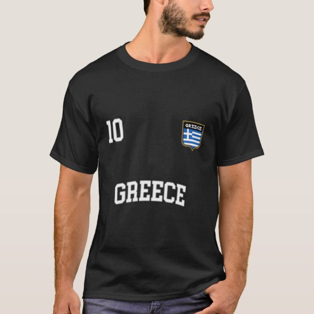 Grekland nr 10 Grekiska fotbollsförbundet Flagga T Shirt (Framsida)