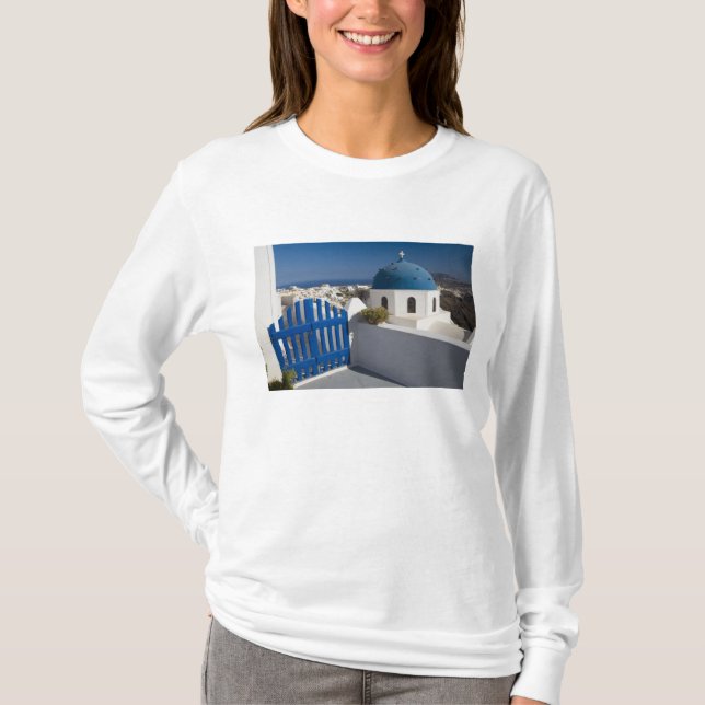 Grekland och den grekiska ön Santorini från Tee Shirt (Framsida)