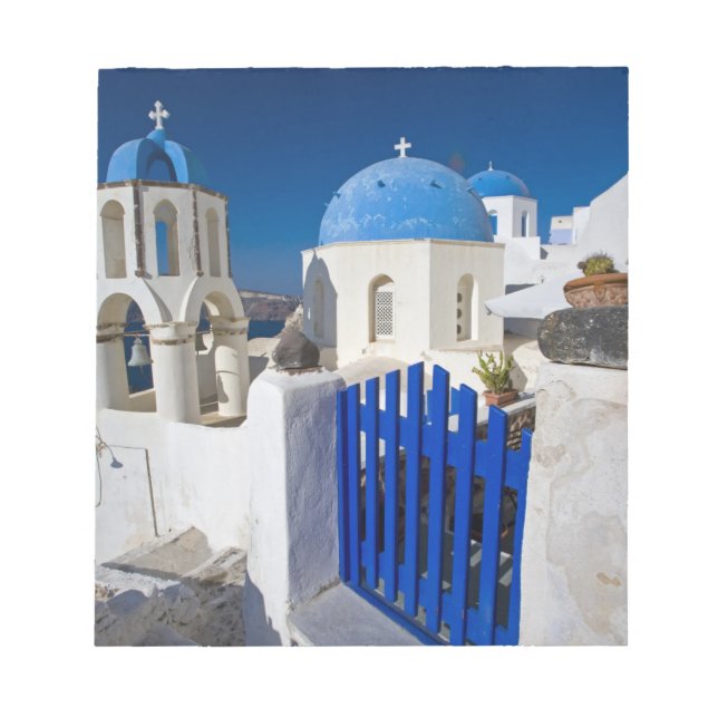 Grekland och den grekiska ön Santorini, staden Oia Anteckningsblock (Framsida)