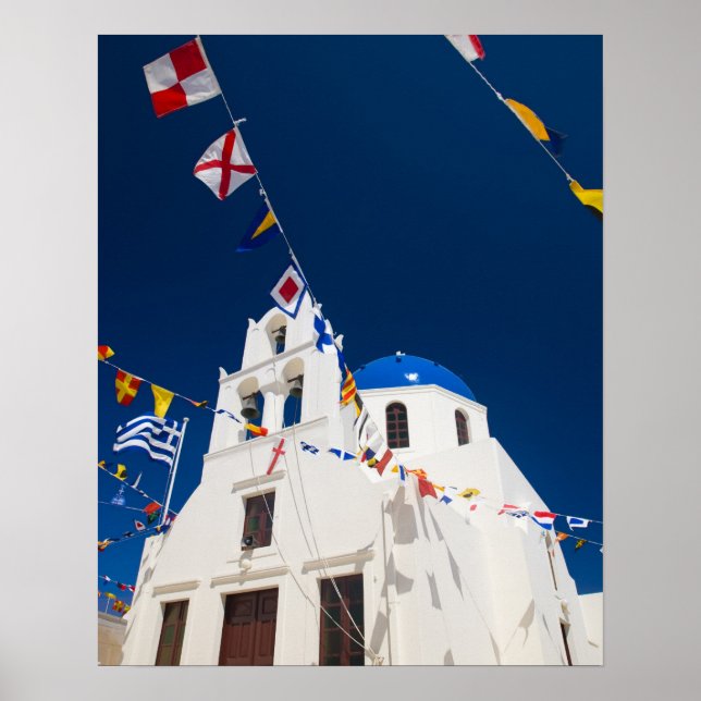 Grekland och den grekiska ön Santorini staden Oia  Poster (Framsidan)
